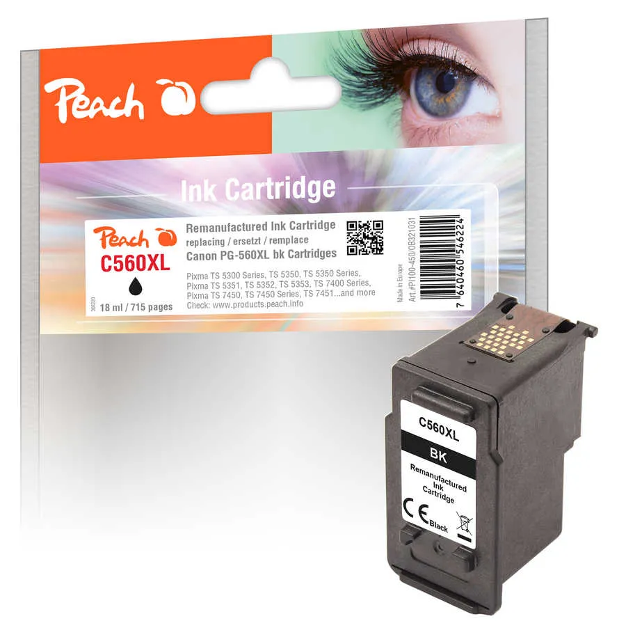Peach  tête d'impression XL noire compatible avec
 PG-560XL, 3712C001 Canon Pixma TS 5452
