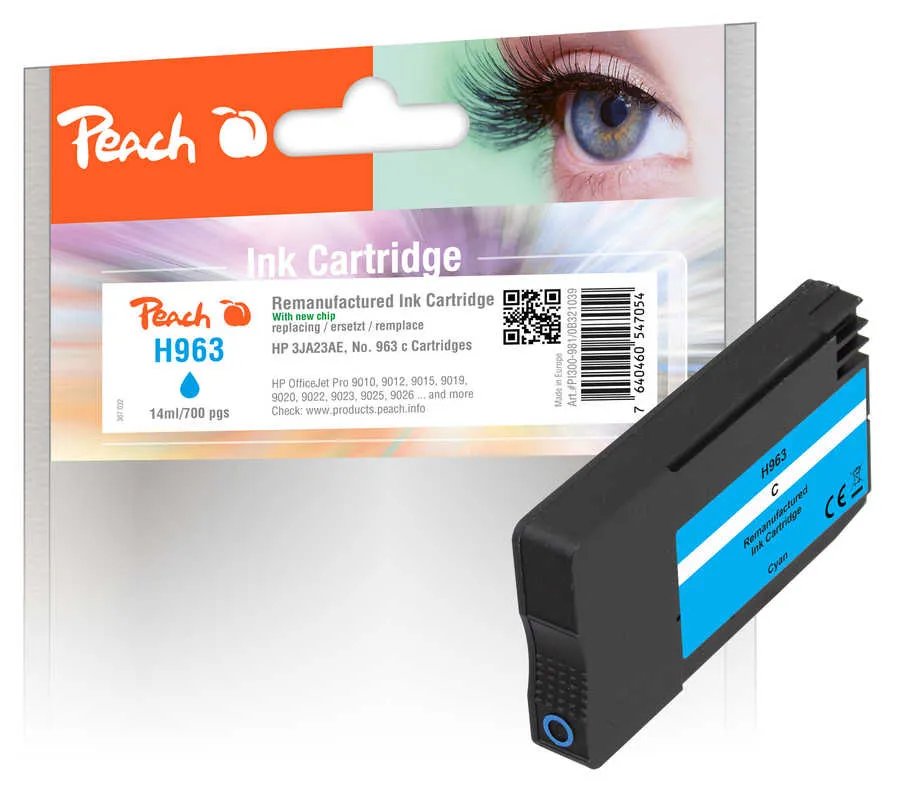 Peach  cartouche d'encre cyan compatible avec HP OfficeJet Pro 9016