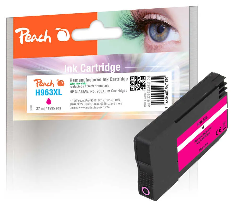 Peach  cartouche d'encre magenta HC compatible avec
 No. 963XL M, 3JA28AE HP OfficeJet Pro 9016