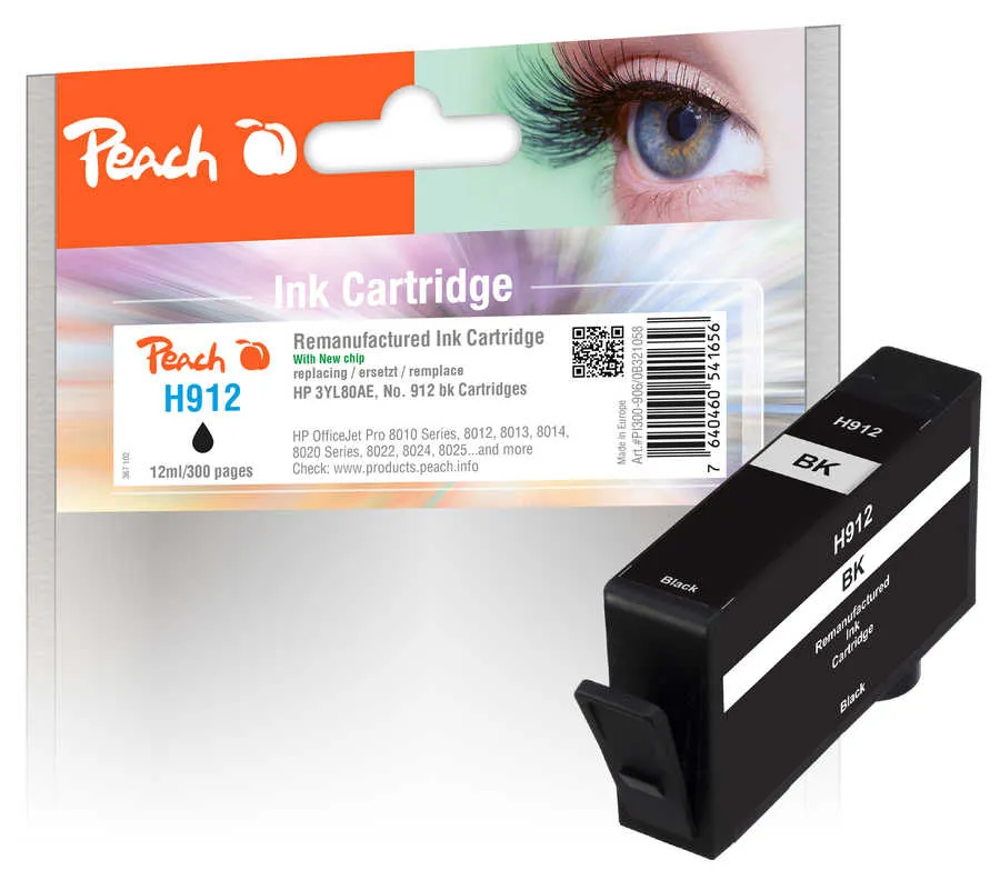 Peach  cartouche d'encre Cartridge noire compatible avec HP OfficeJet 8010