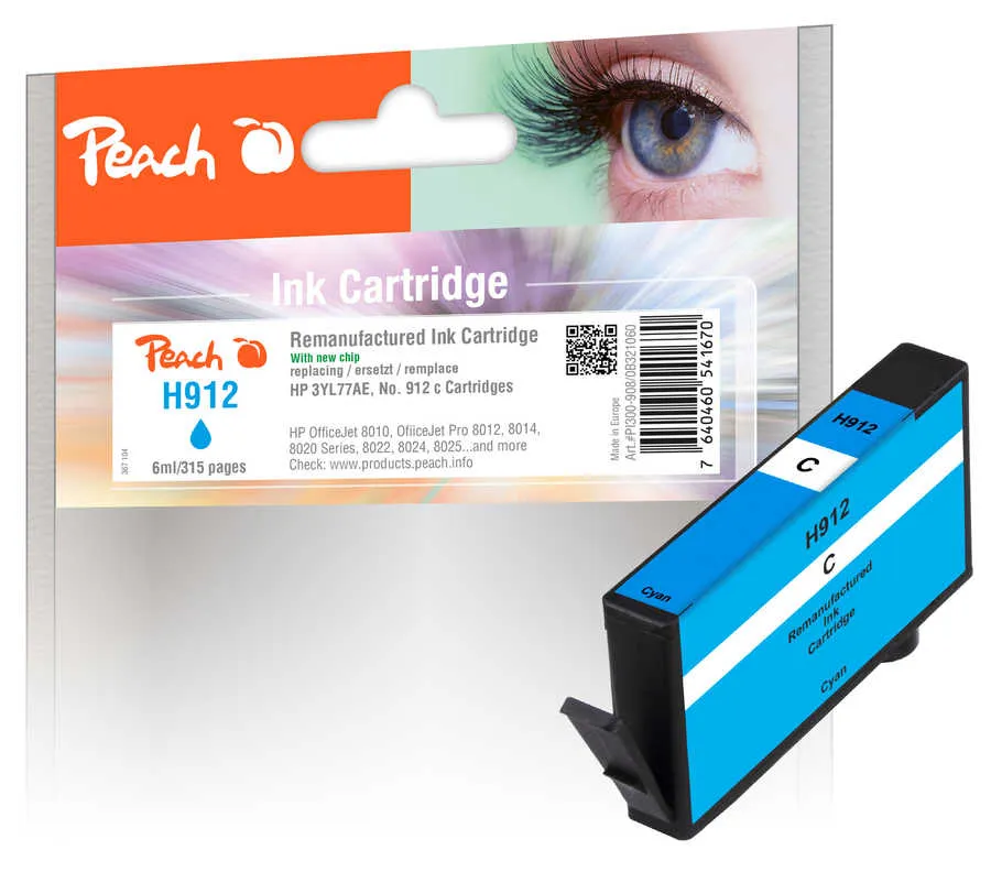 Peach  cartouche d'encre cyan compatible avec HP OfficeJet 8010