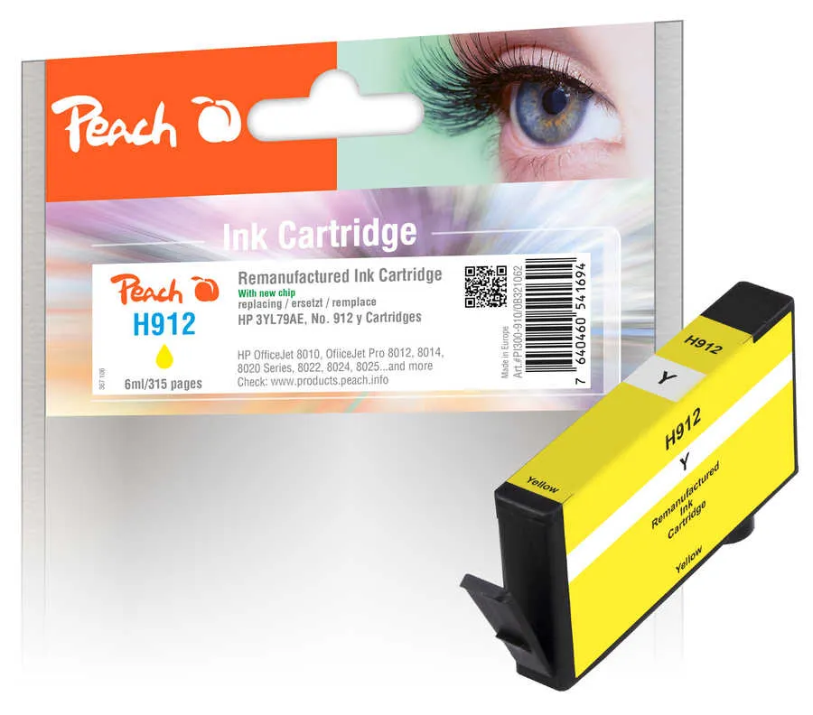 Peach  cartouche d'encre jaune compatible avec HP OfficeJet 8010
