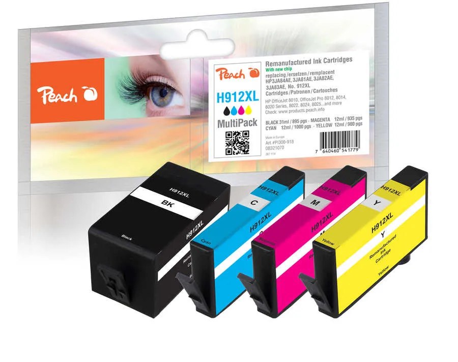Peach  Combi Pack compatible avec
 No. 912XL, 3YP34AE HP OfficeJet 8010