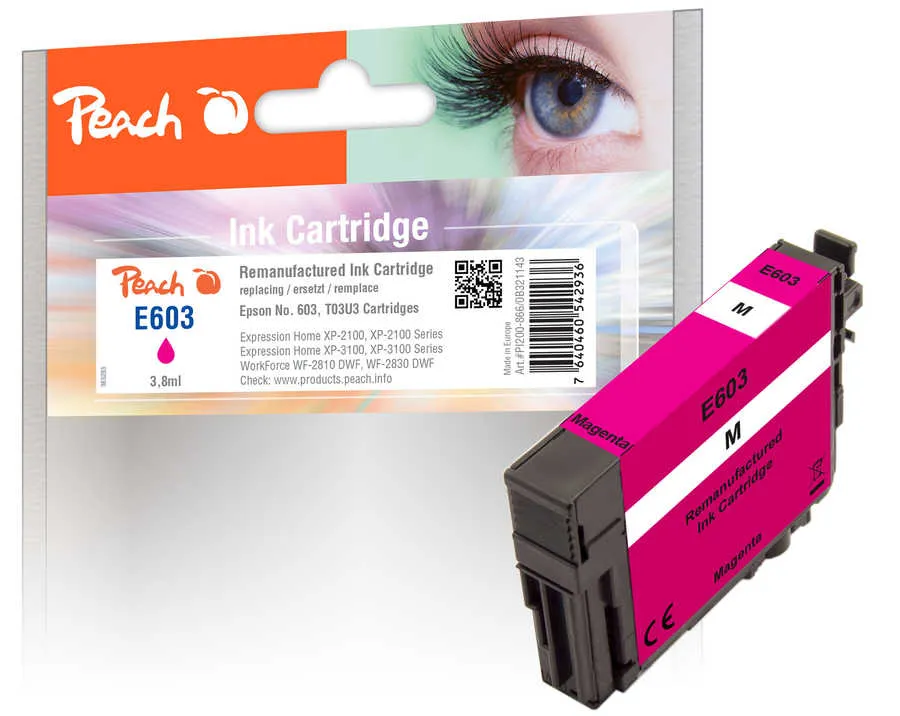 Peach  cartouche d'encre magenta compatible avec
 No. 603M, C13T03U34010 Epson WorkForce WF-2850 DWF