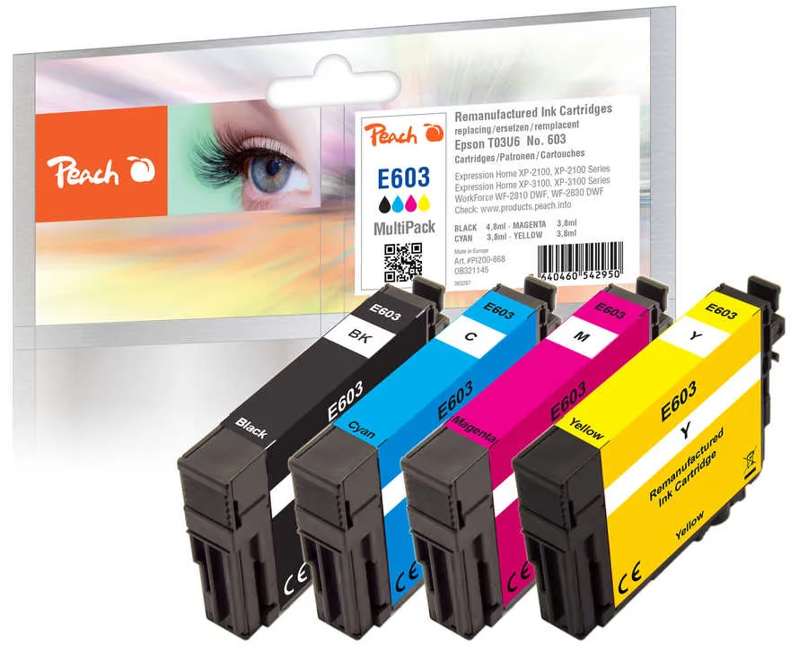 Peach  Multi Pack, compatible avec
 No. 603, C13T03U64010 Epson WorkForce WF-2850 DWF