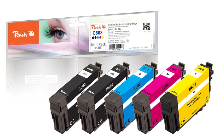 Peach  Multipack Plus, compatible avec
 No. 603, C13T03U14010, C13T03U64010 Epson WorkForce WF-2850 DWF