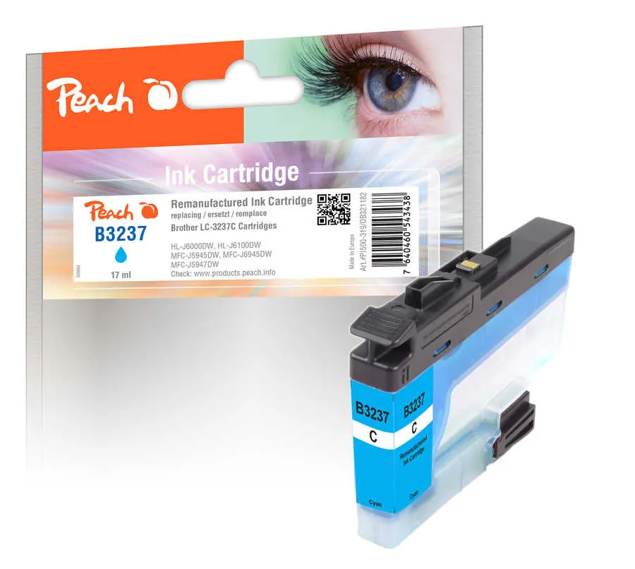 Peach Cartouche d'encre  cyan, compatible avec
 LC-3237C Brother DCPJ 1100 DW