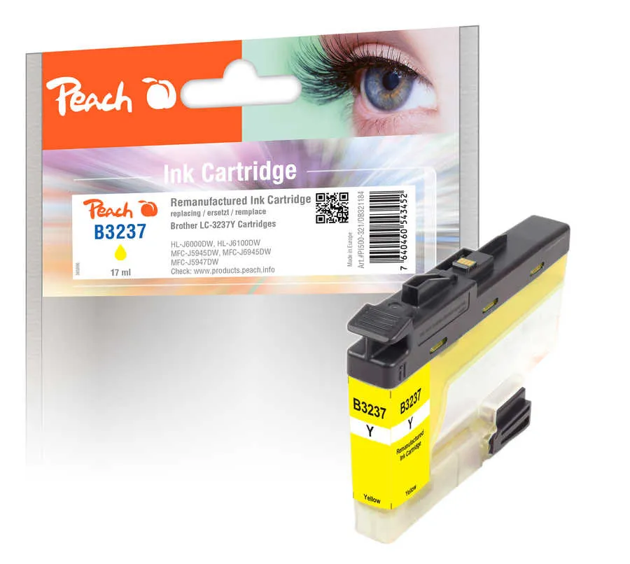 Peach Cartouche d'encre  jaune, compatible avec
 LC-3237Y Brother HLJ 6000 DW
