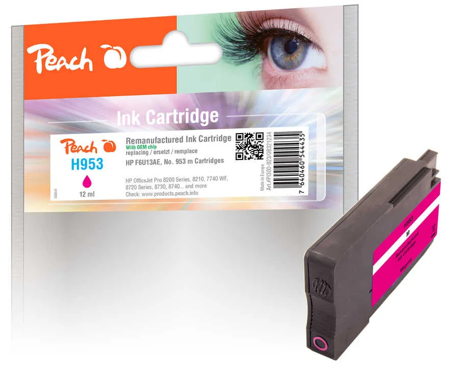 Peach  cartouche d'encre magenta compatible avec
 No. 953 m, F6U13AE HP OfficeJet Pro 7730