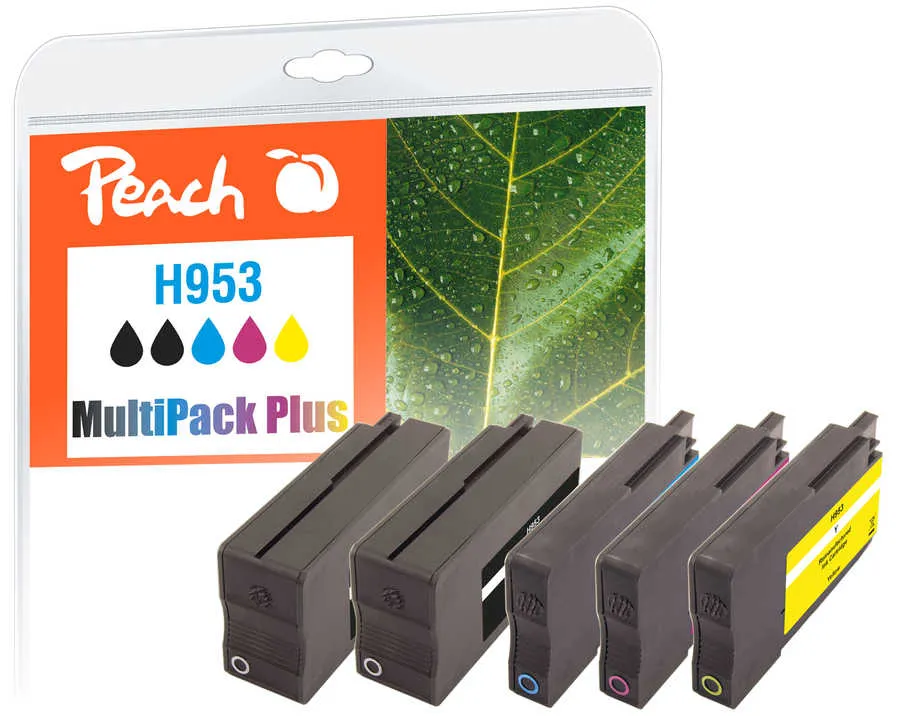 Peach Multipack Plus  avec puce compatible avec
 No. 953, L0S58AE*2, F6U12AE, F6U13AE, F6U14AE HP OfficeJet Pro 7730