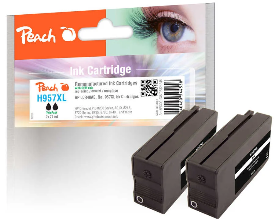 Peach  Twin Pack cartouche d'encre noire compatible avec
 No. 957XL bk*2, L0R40AE*2 HP OfficeJet Pro 7730
