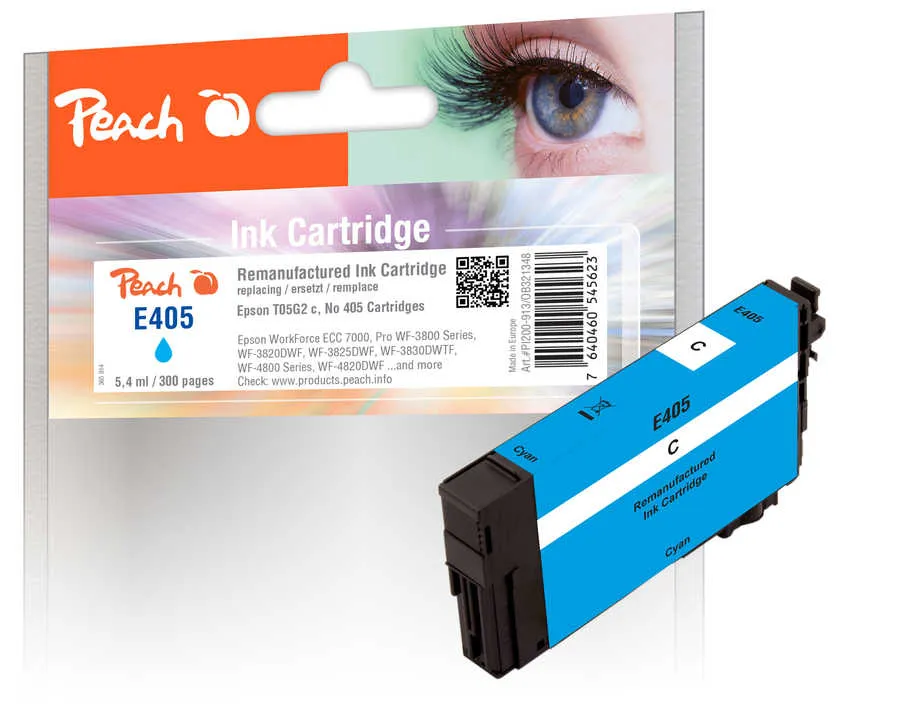 Peach  cartouche d'encre cyan compatible avec
 T05G2, No. 405 c, C13T05G24010 Epson WorkForce Pro WF-4800 Series