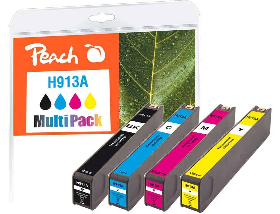 Peach Multipack  avec puce, compatible avec
 No. 913A, L0R95AE, F6T77AE, F6T78AE, F6T79AE HP PageWide Pro 477 dn
