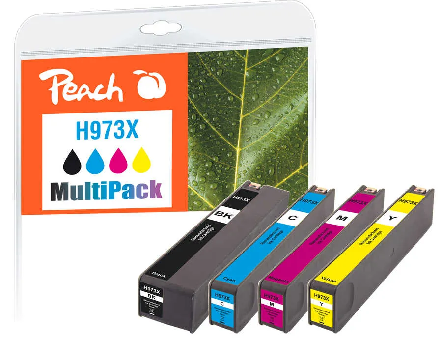 Peach Multipack  avec puce, compatible avec
 No. 973X, L0S07AE, F6T81AE, F6T82AE, F6T83AE HP PageWide Pro 477 dn