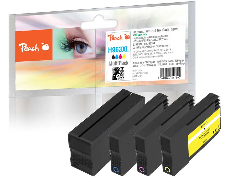 Peach  Multipack avec puce compatible avec
 No. 963XL HP OfficeJet Pro 9016