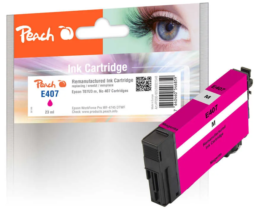 Peach Cartouche d'encre  magenta, compatible avec
 No. 407M, C13T07U340 Epson WorkForce Pro WF-4745 DTWF