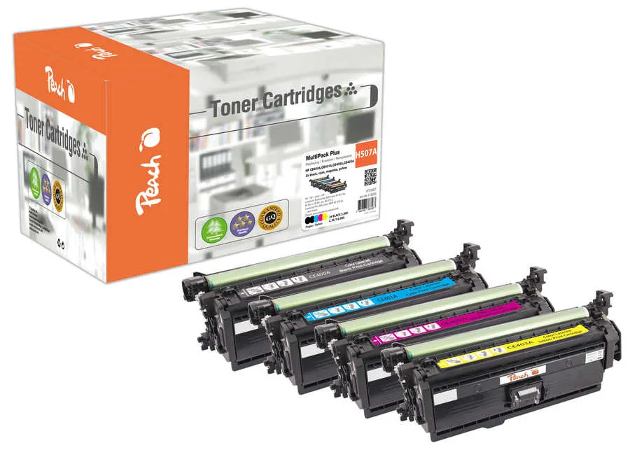 Peach Multipack Plus  compatible avec
 No. 507A, CE400A*2, CE401A, CE402A, CE403A HP Color LaserJet Managed MFP M 575 dnm