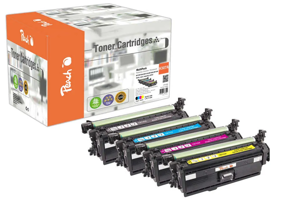 Peach Multipack , compatible avec
 No. 307A, CE740A, CE741A, CE742A, CE743A HP Color LaserJet Professional CP 5225