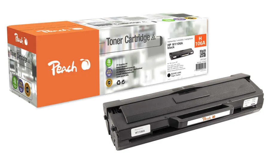 Peach  Toner Module noire, compatible avec
 No. 106A, W1106A HP Laser MFP 135 wg