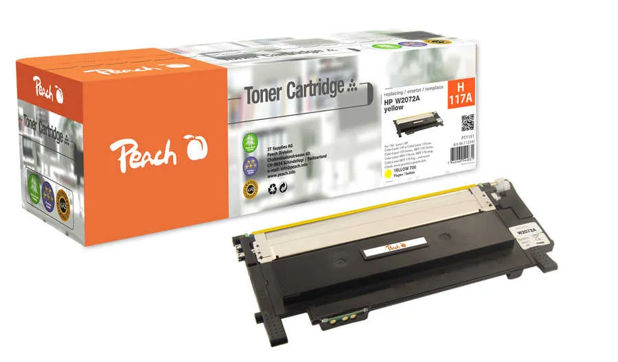 Peach  Cartouche de toner jaune, comapatible avec
 No. 117A Y, W2072A HP Color Laser MFP 178 nwg