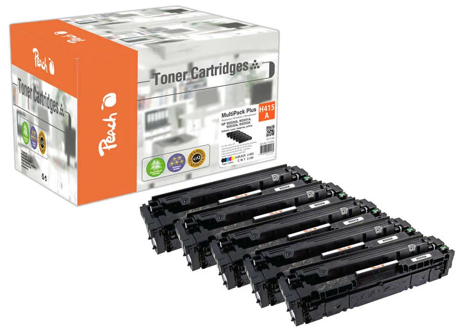 Peach Multipack Plus  compatible avec
 No. 415A, W2030A*2, W2031A, W2032A, W2033A HP Color LaserJet Enterprise MFP M 480 f