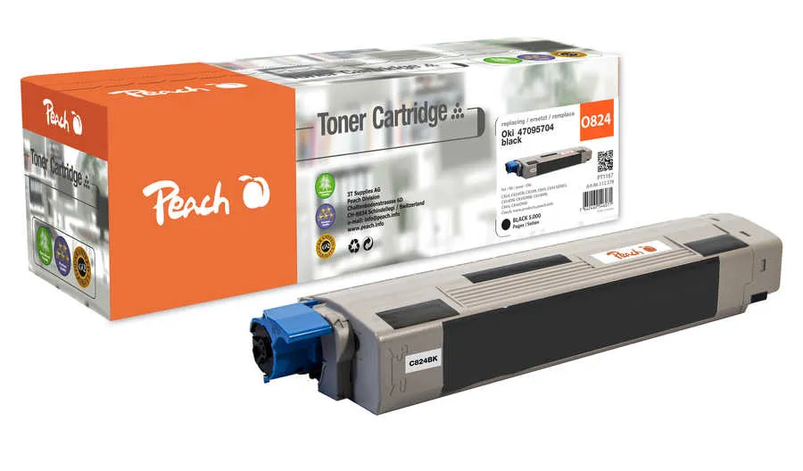 Peach  Toner Module noire, compatible avec
 47095704 OKI C 824 dn