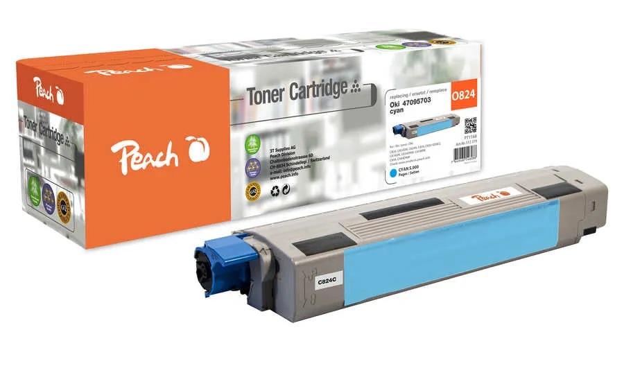 Peach  Toner Module cyan, compatible avec
 47095703 OKI C 824 dn