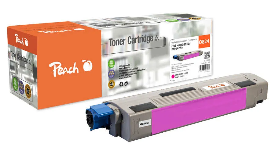 Peach  Toner Module magenta, compatible avec
 47095702 OKI C 824 dn