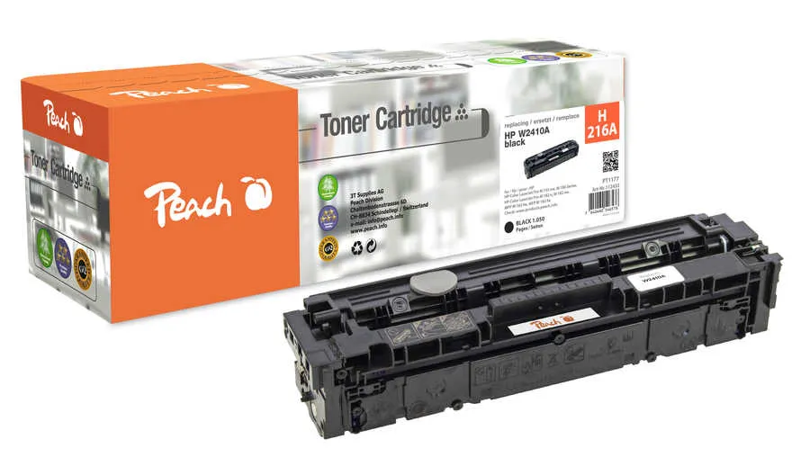 Peach  Cartouche de toner noire, comapatible avec
 No. 216A, W2410A HP Color LaserJet Pro M 182 n