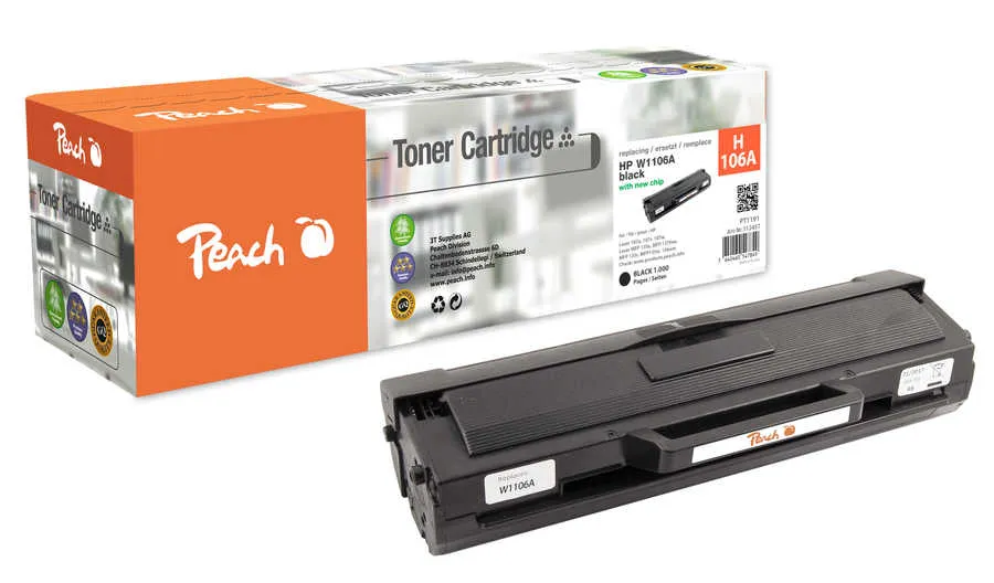 Peach  Toner Module noire, compatible avec
 No. 106A, W1106A HP Laser MFP 135 wg