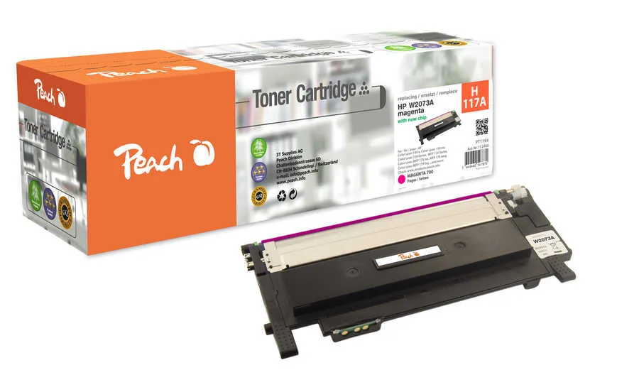 Peach  Cartouche de toner magenta, comapatible avec
 No. 117A M, W2073A HP Color Laser MFP 178 nwg