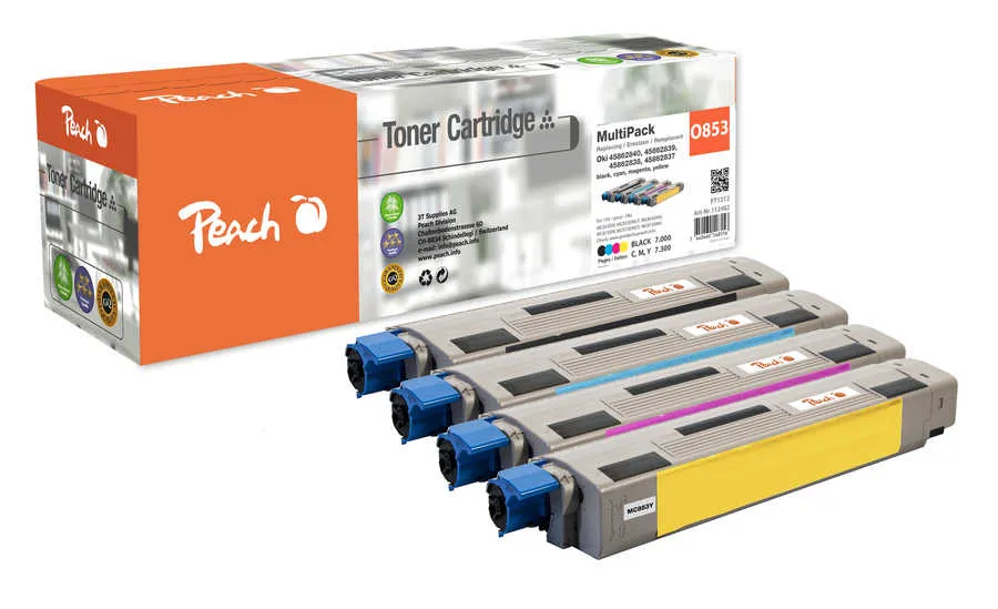 Peach Multipack , compatible avec
 45862840, 45862839, 45862838, 45862837 OKI MC 883 dn