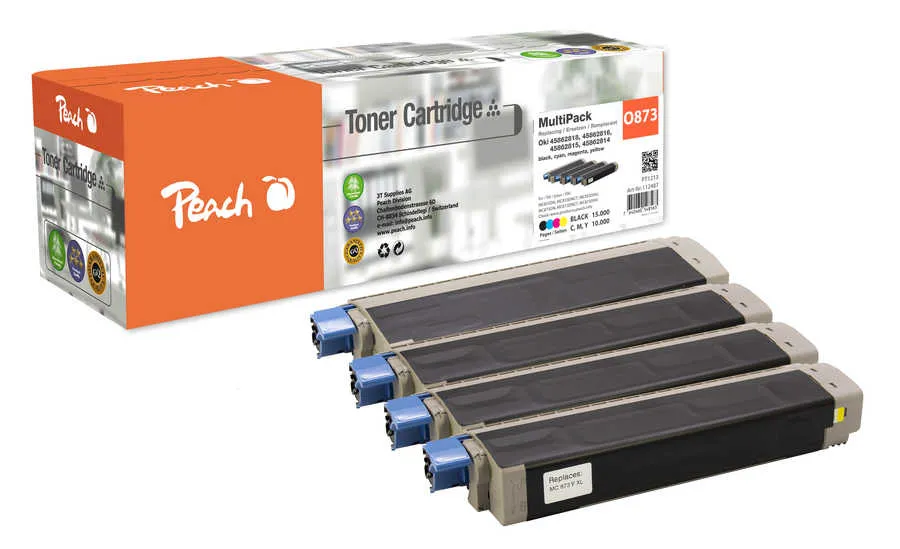 Peach Multipack , compatible avec
 45862818, 45862816, 45862815, 45862814 OKI MC 883 dn