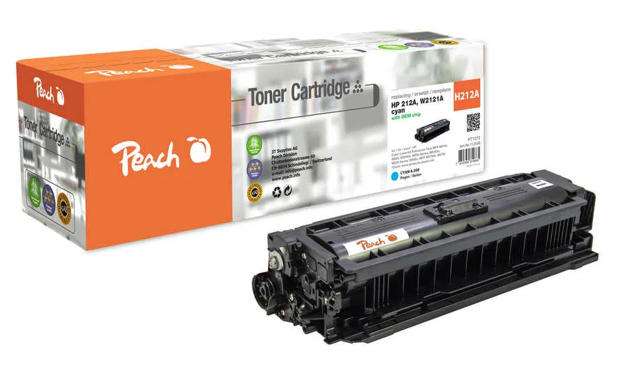 Peach  Cartouche de toner cyan, comapatible avec
 No. 212A, W2120A HP Color LaserJet Enterprise MFP M 578 f