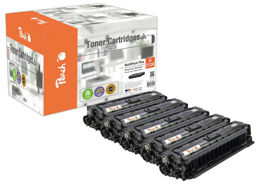 Peach Multipack Plus  compatible avec
 No. 212A, W2120A*2, W2121A, W2122A, W2123A HP Color LaserJet Enterprise MFP M 578 f