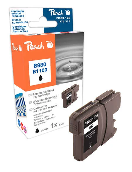 Peach Cartouche d'encre  noir, compatible avec
 LC-980BK, LC-1100BK Brother DCP-370 Series