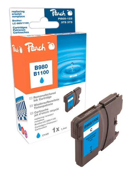 Peach Cartouche d'encre  cyan, compatible avec
 LC-980C, LC-1100C Brother DCP-370 Series