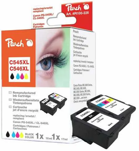 Peach  Multipack compatible avec
 PG-545XL, CL-546XL, 8286B001, 8288B001 Canon Pixma IP 2820