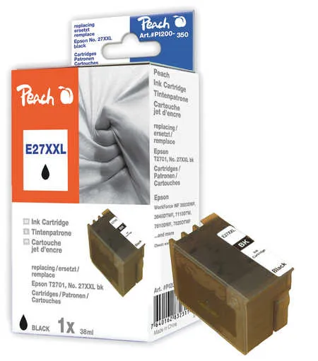 Peach  cartouche d'encre Cartridge noire compatible avec
 T2791, No. 27XXL bk, C13T27914010 Epson WorkForce WF-3600 Series