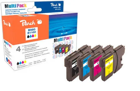 Peach  Multipack Reman, compatible avec
 LC-980/1100VALBP Brother DCP-370 Series