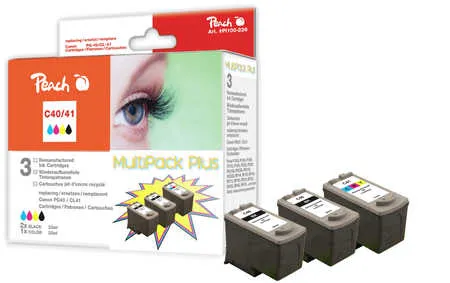 Peach  Multipack Plus, compatible avec
 PG-40BK*2, CL-41C, 0615B036 Canon Pixma IP 1100