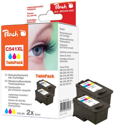 Peach  Double Pack tête d'impression couleur, compatible avec
 CL-541XLC, 5226B004 Canon Pixma MG 2250