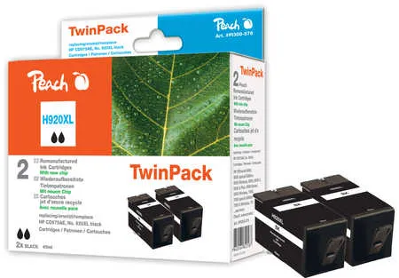 Peach  Twin Pack avec puce compatible avec
 No. 920XL bk*2, D8J47AE HP OfficeJet 6500 Wireless
