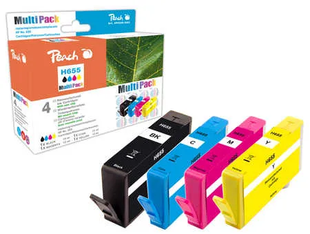 Peach Multipack  avec puce, compatible avec
 No. 655, CZ109AE, CZ110AE, CZ111AE, CZ112AE HP DeskJet Ink Advantage 4625