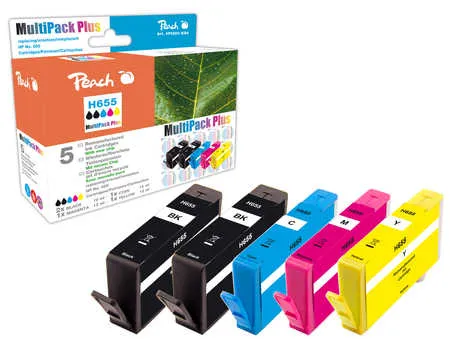 Peach Multipack Plus  avec puce compatible avec
 No. 655, CZ109AE*2, CZ110AE, CZ111AE, CZ112AE HP DeskJet Ink Advantage 4625