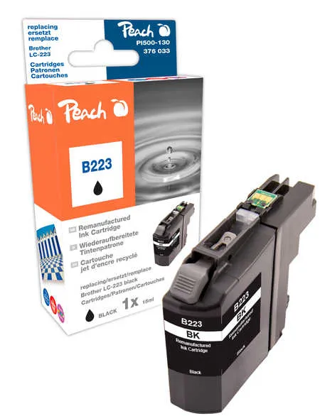 Peach Cartouche d'encre  noir, compatible avec
 LC-223BK Brother MFCJ 480 DW
