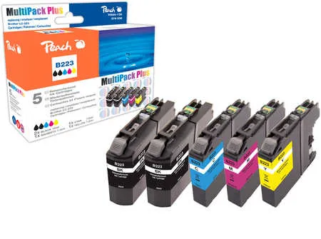 Peach  Multipack Plus avec puce, compatible avec
 LC-223VALBP Brother MFCJ 480 DW