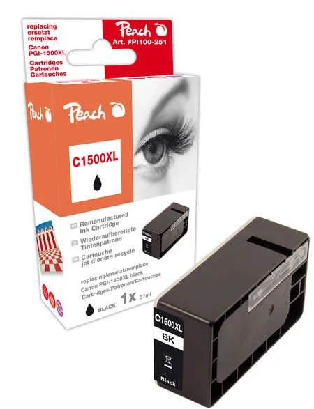 Peach Cartouche d'encre  noir, compatible avec
 PGI-1500XLBK, 9182B001 Canon Maxify MB 2100 Series