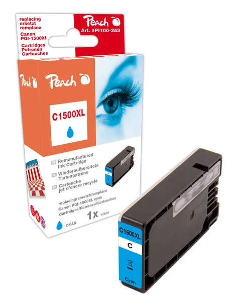 Peach Cartouche d'encre  cyan, compatible avec
 PGI-1500XLC, 9193B001 Canon Maxify MB 2100 Series