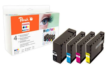 Peach Multipack  avec puce, compatible avec
 PGI-2500XL, 9254B004 Canon Maxify MB 5450